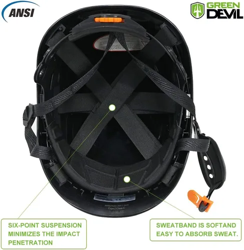 Miniatura 5 de Casco de seguridad con visera y protección para los oídos, ajustable, ligero, ventilado, ABS, casco de trabajo para hombres y mujeres, suspensión