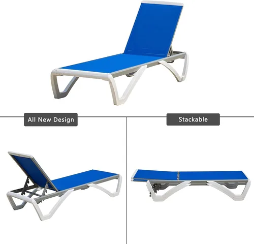 Miniatura 5 de Domi - Tumbona para exteriores, sillón ajustable de aluminio para patio, silla de piscina de plástico para terraza, césped, patio trasero
