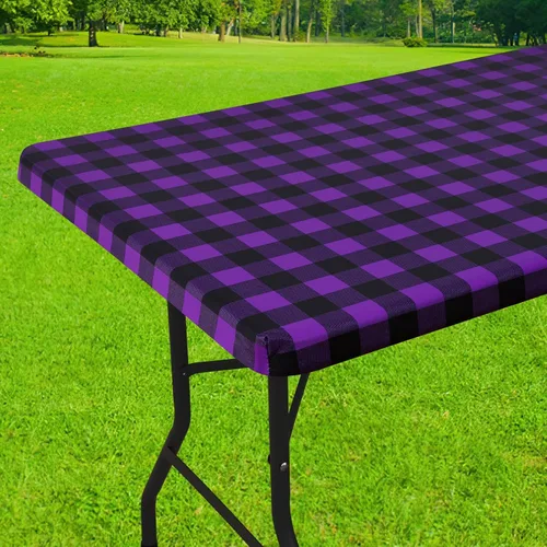 Miniatura 62 de Smiry Mantel cuadrado de pícnic, manteles de vinilo elásticos impermeables, fundas de mesa de lana cuadriculada con parte trasera de franela