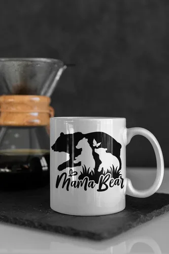 Miniatura 4 de Taza de café con texto en inglés "Mama Bear", regalo divertido de taza, taza de café novedosa, taza de café de cerámica de 11 onzas, ribete negro