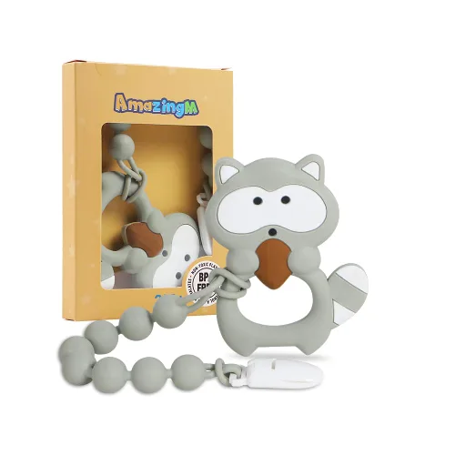 Miniatura 13 de Juguete mordedor de silicona de grado alimenticio para bebés con soporte para chupete, juguetes de dentición, juego de regalo para niños y niñas a