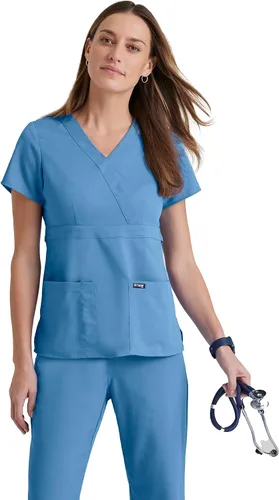 Grey's Anatomy Signature - Camiseta de uniforme para mujer (talla grande, 3 bolsillos)