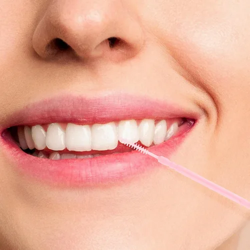 Miniatura 5 de 200pcs palillos de dientes de doble cabeza de plástico suave cuidado bucal interdental hilo limpiadores cepillos frenos, palillos de dientes (rosa)