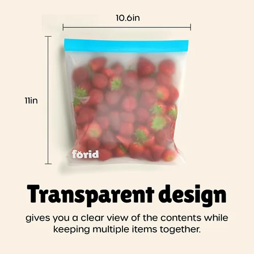Miniatura 6 de FORID Bolsas reutilizables para congelador, paquete de 6 bolsas extra gruesas a prueba de fugas de 1 galón para marinar alimentos y frutas