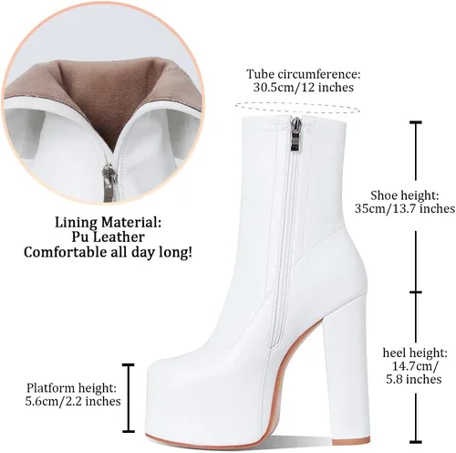 Miniatura 7 de Lovee Cosee Platform Boots for Women Chunky High Heel GoGo Boots Ankle Booties