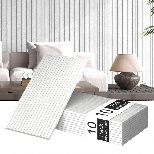 Miniatura 9 de 4 paneles de pared de listones de madera acústica 3D, absorción de sonido con cancelación de ruido, decoración de pared interior de teca natural