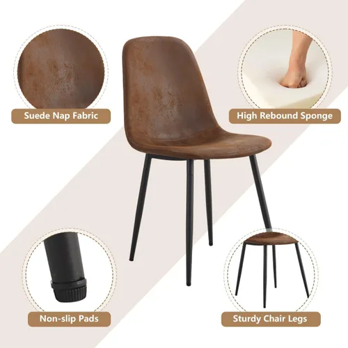 Miniatura 5 de Juego de mesa de comedor UELKS para 4, juego de mesa de cena para 4, mesa de cocina de 55'' y sillas de gamuza con tela de napa, juego de 4, juego