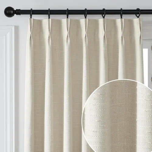 Miniatura 9 de Cortinas plisadas transparentes para sala de estar, con pestaña trasera, cortinas transparentes de gasa con textura de lino para dormitorio, 2 Blanco
