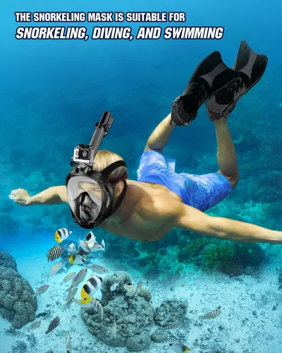 Miniatura 6 de WSTOO Mask Fins Snorkel Set,Snorkeling Gear for Adults,Full Face Snorkel Mask & Adjustable Swim Fins,Dry Top System Anti-Fog Anti-Leak