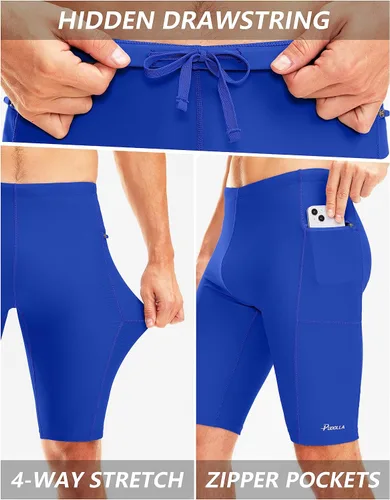 Miniatura 4 de Pudolla Men's Swim Jammers with Zipper Pockets Durable Athletic Swimsuit Shorts for Men Lap Swimming Training Competition