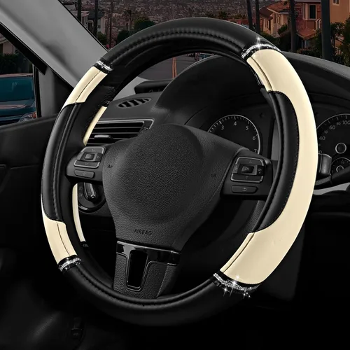 Miniatura 15 de Road Comforts Funda de Volante de Cuero - Hecha con Cuero PVC - Antideslizante, Ajuste Universal de 14 1/2 pulgadas a 15 pulgadas - Rosa Intenso