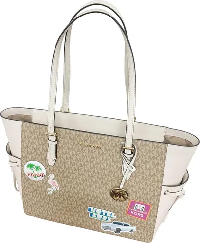 Miniatura 9 de Michael Kors Gilly Jet Set - Bolso grande con cremallera y cordón, Crema Claro Mk, Cordón