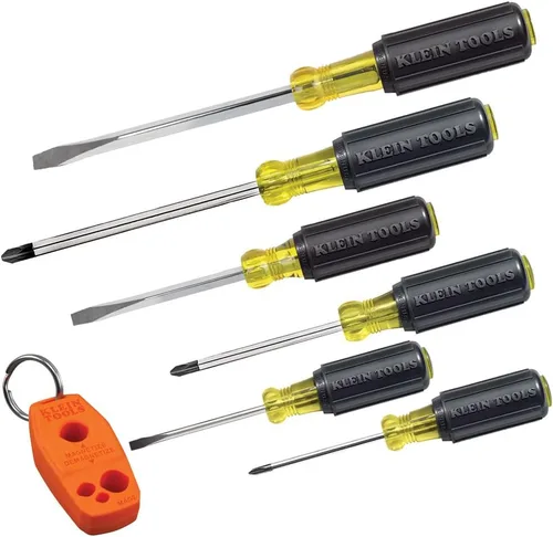 Klein Tools 85146 Juego de destornilladores con magnetizador/desmagnetizador para puntas magnéticas, 3 ranuras, 3 Phillips, mejoras para el hogar, 7