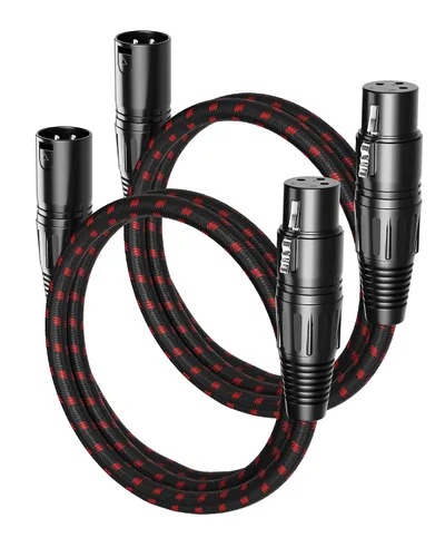 Miniatura 30 de Cable corto XLR, cable de micrófono de 1 pie, paquete de 2 unidades, toda la longitud de 6 pulgadas a 100 pies, cable de micrófono equilibrado