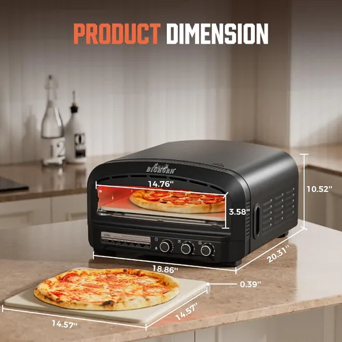 Miniatura 2 de BIG HORN Horno de pizza para interiores, horno eléctrico de pizza de 14 pulgadas con 6 modos, calienta hasta 850 °F, cocina de pizza de diseño