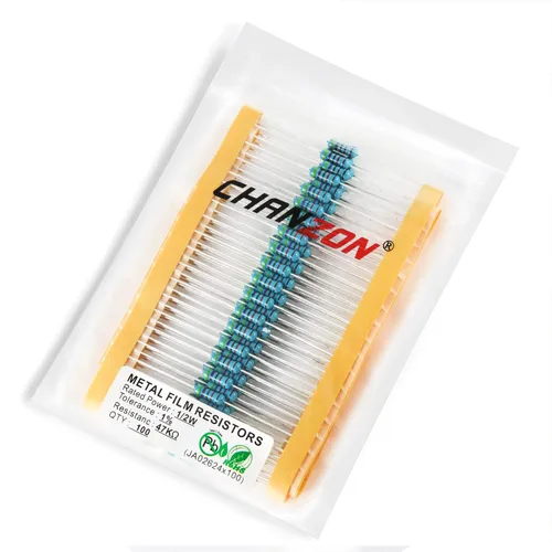 Miniatura 71 de Chanzon - 100 resistencias de película metálica 1/2 W (0.5 W) 10 Ω ohmios ±1% de tolerancia 10R MF, resistencias de agujero pasante con limitación