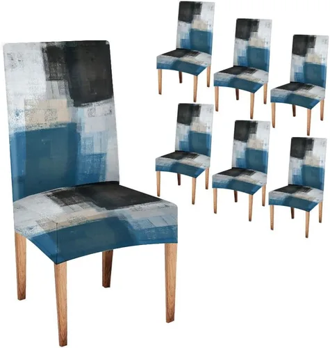 Miniatura 115 de CAPSCEOLL Juego de 4 fundas elásticas para sillas Parsons de color marrón y gris, universales, extraíbles y lavables, fundas de asiento protectoras