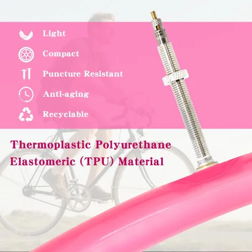 Miniatura 3 de Paquete de 4 tubos interiores ultraligeros de TPU para bicicleta, 700X18C/23C/25C/28C/30C/32C, válvula Presta de 45/65/3.346 in, color rosa
