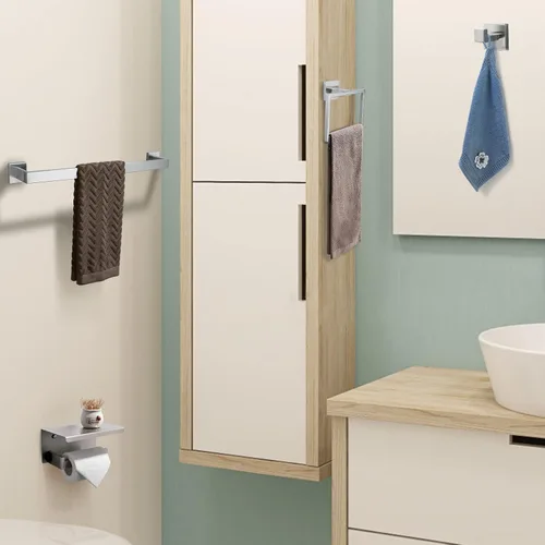 Miniatura 7 de Juego de 4 piezas de accesorios de baño cepillados de acero inoxidable de alta calidad, juego de toallero de baño montado en la pared, soporte
