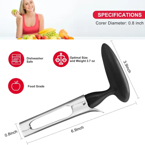 Miniatura 2 de SCHVUBENR Herramienta descorazonadora de manzana de alta calidad, fácil de usar y limpiar, removedor de núcleo de manzana resistente con erradura