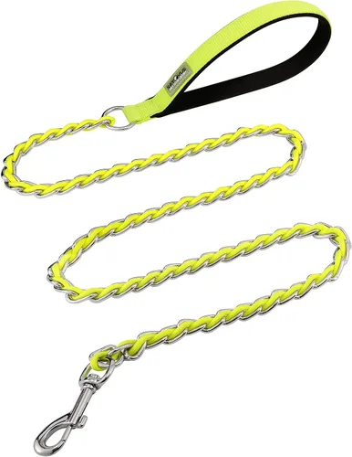 Miniatura 10 de Correa de cadena para perro a prueba de mordidas para perros medianos y grandes, cadena de eslabones antimasticación de 5.2 pies/4 pies, fuerte