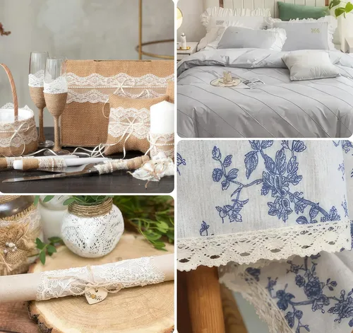 Miniatura 8 de ilauke Cinta de encaje blanco de 82 yardas, 15 rollos de adornos de encaje vintage con varios patrones de ganchillo y costura, diseños florales