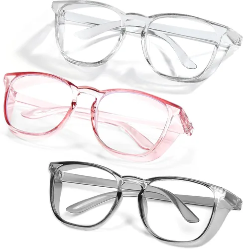 Miniatura 10 de Elegantes gafas de seguridad para mujeres y niñas, gafas anti-vaho, gafas protectoras, gafas transparentes Azul + rosa