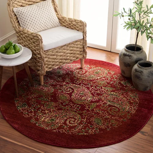 Miniatura 12 de SAFAVIEH Lyndhurst Collection - Alfombra redonda de 7 pies, color beige y multicolor, diseño tradicional de cachemira, no desprende pelusa