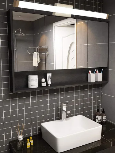 Miniatura 14 de Lámpara de tocador de baño de níquel cepillado, cuadrada, LED, 60 cm (24 pulgadas), 14 W, luz blanca natural, 4000 K, barra de luz para espejo
