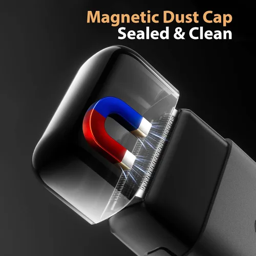 Miniatura 6 de Afeitadora eléctrica de aluminio para hombres: maquinilla de afeitar compacta de viaje para la cara - IPX7 impermeable y carga rápida USB-C