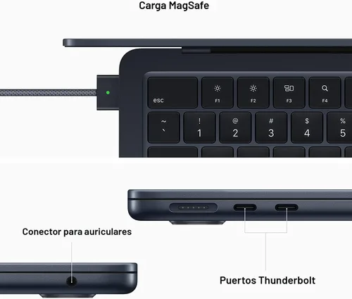 Miniatura 6 de Apple MacBook Air 2022 con chip Apple M2, 13 pulgadas, 8 GB de RAM, 256 GB de almacenamiento SSD, medianoche (renovado)