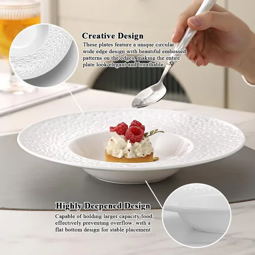 Miniatura 6 de Berglander Juego de 6 cuencos de sopa con bordes, reutilizables de 9 onzas, platos multiusos para sopa de champiñones, pasta, fruta, helado, postre