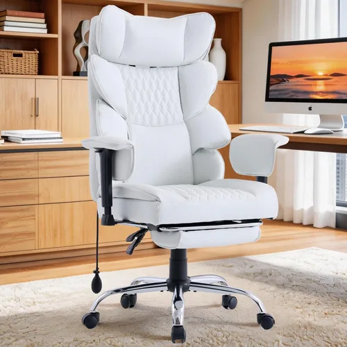 Silla de oficina grande y alta de 300 libras, silla de escritorio ejecutiva ergonómica con soporte lumbar inflable para aliviar el dolor de espalda,