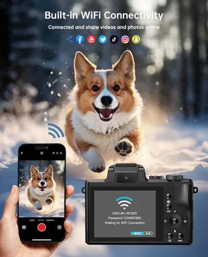 Miniatura 5 de Cámaras digitales 8K para fotografía – Autofoco 88MP WiFi Vlogging Cámara para YouTube con doble lente – Cámara de vlog con zoom digital 16X