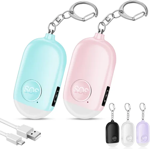 Miniatura 9 de Hion Alarma de seguridad personal para mujeres, recargable de 130 dB, llavero de alarma de autodefensa con linterna LED, seguridad sonora segura