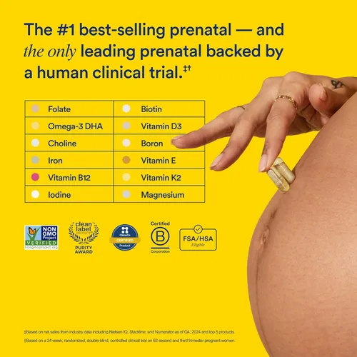 Miniatura 2 de Ritual Multivitamínico Prenatal Esencial para Mujeres: Folato y Colina para Soporte del Tubo Neural, Omega-3 DHA para el Desarrollo del Cerebro