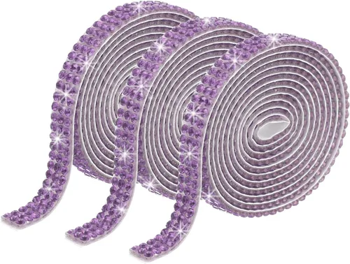 Miniatura 60 de MECCANIXITY 3 rollos de cinta de diamantes de imitación autoadhesiva de 3 yardas y 0.315 in para proyectos de artes y manualidades, pasteles de Beige