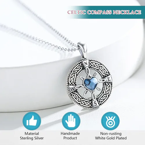 Miniatura 5 de Collar con brújula Go in the Direction of Your Dream con nudo celta irlandés, medallón redondo, brújula, colgante para hombres y mujeres, cristal