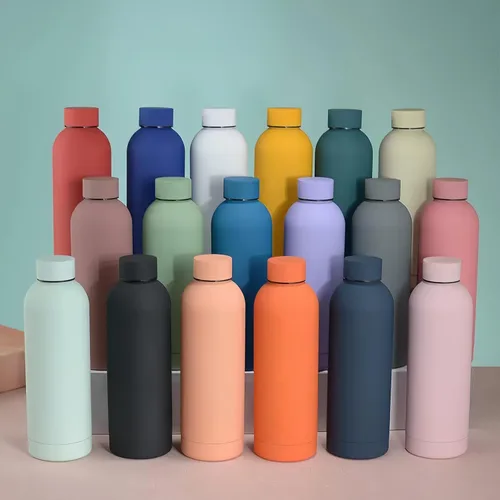 Miniatura 9 de Botella de agua deportiva de boca estrecha aislada de acero inoxidable de 17 onzas, frasco de vacío con forma de cola de doble pared