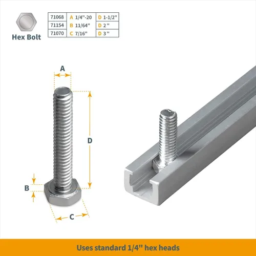 Miniatura 3 de POWERTEC 71351-P2 T-Track 48 pulgadas Heavy Duty Montaje especializado en riel de ranura en T para pernos hexagonales de 1/4"-20, 2