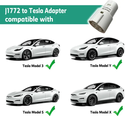 Miniatura 5 de Adaptador de carga J1772 a Tesla compatible con adaptador de cargador SAE J1772 EV a accesorios Tesla Model 3, Y, S, X (blanco)