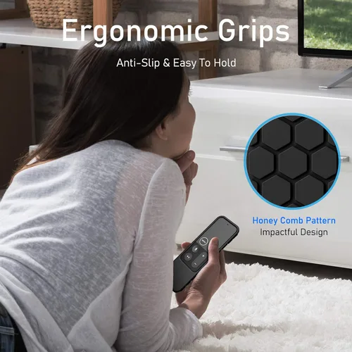 Miniatura 5 de Fintie - Funda protectora de silicona para control remoto de Siri Apple TV 4K de 5ª y 4ª generación, antideslizante, diseño de panal, ligero