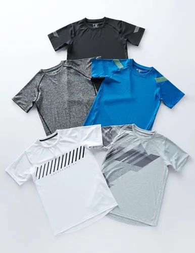 Miniatura 7 de Paquete de 5 camisetas deportivas para niños, camisetas de ajuste seco para niños, camisetas de manga corta, ropa deportiva a granel