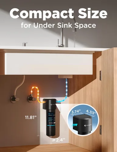 Miniatura 4 de NOVETE Filtro de agua para debajo del fregadero, mejorado de 30 K galones, certificado NSF/ANSI 42 y 372, reduce el 99.5% de cloro, plomo, Negro