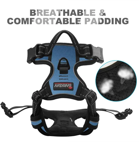 Miniatura 7 de Barkbay Arnés antitirones con clip frontal para perros, material resistente y reflectante, mango de fácil control para pasear perros grandes