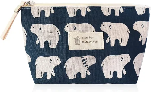 Miniatura 12 de Bolsa de maquillaje, organizador de viaje, neceser para mujer, pequeña funda de cosméticos para bolso, lindo embrague de almacenamiento de tela