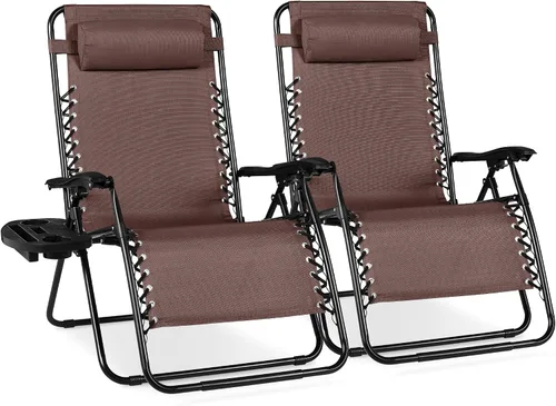 Miniatura 17 de Best Choice Products - Juego de 2 sillas reclinables y ajustables de malla y acero, sillas con sensación gravedad cero con cojines y bandejas