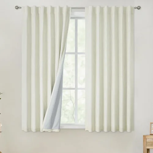 Miniatura 20 de Vision Home Cortinas opacas de color azul cambray de 63 pulgadas para dormitorio, aislamiento térmico, oscurecimiento de la habitación, juego