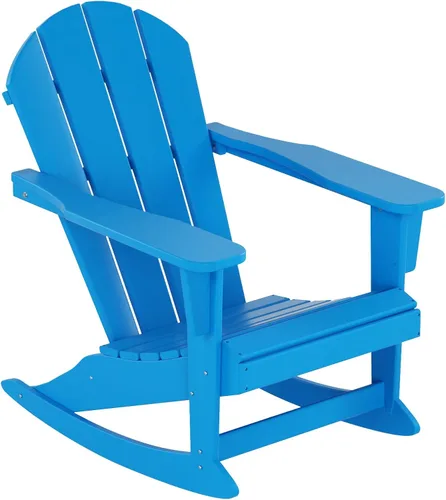 Miniatura 200 de WestinTrends Silla mecedora Malibu de poliéster para exterior/patio Adirondack, Negra