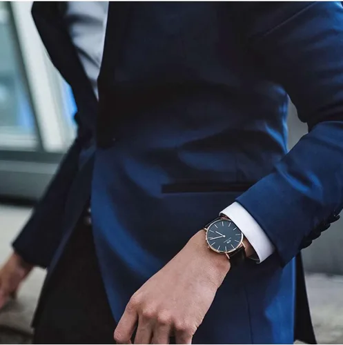 Miniatura 2 de Daniel Wellington Reloj clásico para hombre - Caja de 1.417 in - 1.575 in, movimiento de cuarzo japonés, correa de cuero, resistente al agua, reloj
